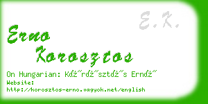 erno korosztos business card